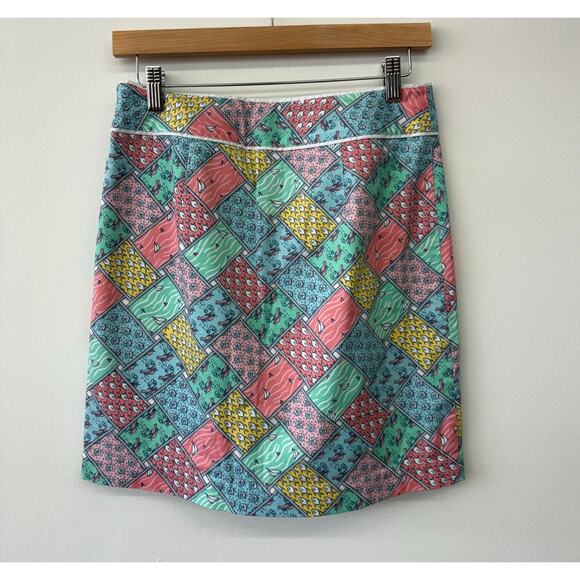 Vineyard Vines Margo Skirt Size 2 Nautical Patchwork 100% Cotton Preppy - Picture 1 of 6